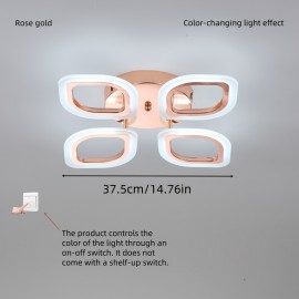 [Minimalist Creative Design] 4-Head Modern Elegant LED Ceiling Light | Three-Color Changing Aluminum Acrylic Electroplated Craft | Minimalist Creative Design High-Quality Easy Installation Black White Rose Golden for Living Room Bedroom Study Hallway Bar Dining Area Entryway Indoor Ceiling Lamp Wall Light Ambient Lighting Suitable for Up and Down Switch Control Color Not Included, Contemporary Lighting, Sleek Metallic Finish, Durable Lighting Fixture, Home Decor, Stylish