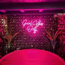 Good Vibes Only Neon Wall Decor Pink Good Vibes Only LED Sign Suitable for Bedroom, Party, Bar, Salon - Best Gift for Birthday, Christmas with Ten-Level Dimming, Party Decoration, Party Planners