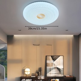 Modern Elegant Luxurious Feather-Shaped Round Acrylic Diamond Pattern Tri-Color Changing Ceiling Light with Easy Installation for Living Room, Bedroom, Study, Hallway, Bar - Product Does Not Include Switch Control
