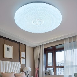 Modern Elegant Luxurious Feather-Shaped Round Acrylic Diamond Pattern Tri-Color Changing Ceiling Light with Easy Installation for Living Room, Bedroom, Study, Hallway, Bar - Product Does Not Include Switch Control