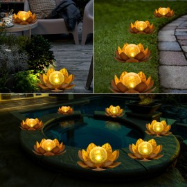 Two Pieces Solar Outdoor Decoration Waterproof for Lotus Lamp, Garden Decoration Metal Cracked Ball Glass for Lotus Lamp, Suitable for Indoor And Outdoor Solar Lamps for Dining Tables, Living Rooms, Balconies Decoration, Father's Day And Thanksgiving Gifts, Indoor Decor, Outdoor Lighting, Elegant Lighting, Floral Design, Handcrafted Decor, Weatherproof Light, Solar Lantern, Touch Control Lamp, Garden Enthusiasts, Interior Designers