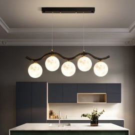 [LED Pendant Light] Modern Minimalist LED 3-Color Dimmable Pendant Light with 3D Printed Design - Semi-Flush Mount, Hardwired, No Battery Needed, 110-240V, Perfect For Kitchen, Dining Room, Or Bar, Kitchen Lighting | Modern Pendant Light | Durable Metal Construction