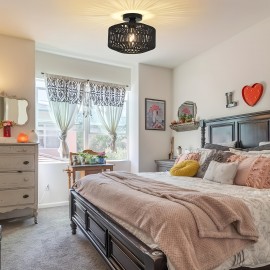 1pc Bohemian Style Semi-Flush Mount Ceiling Light Fixture, Hand-Woven Rattan Shade, Modern Metal Framed, Energy-Efficient, Hard-Wired, E26 Medium Bulb Base, for Bedroom, Living Room, Kitchen, Hallway - No Light Source Included