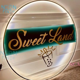 Custom LED Backlit Acrylic Wall Sign - USB Powered Adjustable Brightness, with Personalized UV Printing, Round Design and Floral Pattern Suitable for Salon, Office, Store Decoration, Custom Decorative Sign | Personalized Sign | Polished Surface, Wall Hanging Neon Light, Led Screen For Advertising, Business Sign, Neon Light, Neon Sign For Wall, Neon Sign