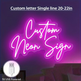 Custom Double Row Double Font Neon, Personalized Text LED Neon, USB Powered, Wall Hanging, Dimmable, Plastic Material, Switch Control, No Battery Required
