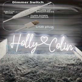 Custom Wedding LED Neon Sign- Personalized Couple Names with Heart Design Wall Art, USB Powered Wall Mounted Home Decor for Wedding, Anniversary, Valentine's Day Gifts, Romantic Ambient Lighting, Elegant Fonts, High Quality Durable Lighting, Event P