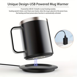 Coffee Mug Warmer Electric Set For Desk, Mug With Heating Base And Lid, Intelligent Coffee Mug For Heating Milk, Tea And Hot Chocolate, Keeps Up To 131°F/55°C