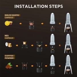 3-in-1 Portable Electric Espresso Machine Travel Coffee Maker For Camping Self-Heating Compatible With Ground Coffee & & NES Original Capsule Pods