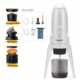 3-in-1 Portable Electric Espresso Machine Travel Coffee Maker For Camping Self-Heating Compatible With Ground Coffee & & NES Original Capsule Pods
