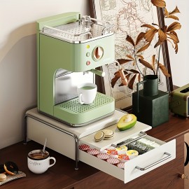 Large Capacity Coffee Pod Holder with Pull-Out Drawer - Sleek Carbon Steel, Ideal for Home, Office, or Café - Modern Design in Black/White, Perfect for Coffee Bar & Machine Storage, Coffee Bar Cabinet