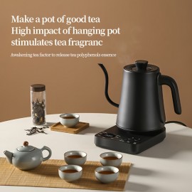 [Gooseneck Kettle 1L] 1pc Electric Kettles, Gooseneck Electric Kettle with ±1℉ Temperature Control, 304 Stainless Steel Inner Liner for Quick Heating - Ideal for Pour Over Coffee & Brewing Tea, Boiling Hot Water (1L Black), , Compact Appliance, Sleek Design, Highquality Build, Premium Materials, Office Use, Tea Enthusiasts