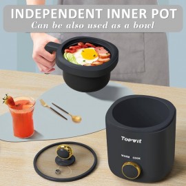 40.58oz Small Rice Cooker & Tea Kettle Combo - Compact Multi-Functional Appliance with Digital Display, One-Touch Operation, Battery-Powered (Non- 9V) for Boiling Water, Cooking Rice, Soup, Oatmeal - Ideal for Small Kitchens, Dorms, RVs