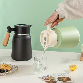 1-Pack Stainless Steel Thermal Carafe 1.5L - Double-Wall Vacuum Insulated Hot Water Pot, Coffee Dispenser, Office Tea Flask, Heat Retention, Uncharged, No Battery Needed