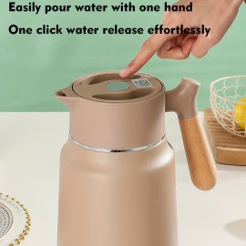 1-Pack Stainless Steel Thermal Carafe 1.5L - Double-Wall Vacuum Insulated Hot Water Pot, Coffee Dispenser, Office Tea Flask, Heat Retention, Uncharged, No Battery Needed