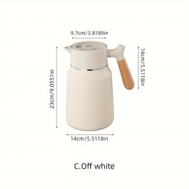 1-Pack Stainless Steel Thermal Carafe 1.5L - Double-Wall Vacuum Insulated Hot Water Pot, Coffee Dispenser, Office Tea Flask, Heat Retention, Uncharged, No Battery Needed