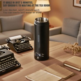 US, 120V 16.9oz Travel hot water cup | modern hot water cup | durable hot water cup, can quickly heat to boiling, used to brew coffee and tea, and comes with a storage bag and cleaning brush. It is suitable for travel, office, and home use, Christmas