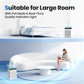 Air Purifiers for Home Large Room Up to 2200sq.ft with Washable Filters, Air Purifier for Bedroom with Fragrance, PM 2.5 Display Air Quality Sensor for Smoke Dust Odors, 1Pack+3Modes, Air Purifier for Large Room, Air Purifier, Air Purifier for Pets