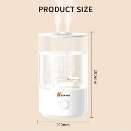 Zatura Dual Large Capacity 1.32gal Humidifier with Top-Fill Design, Digital Display & Auto Shut-Off, Quiet Operation, Battery-Powered (Non-) for Home, Office, Bedroom, Living Room - Ideal for Dry Light Beige & Air, Modern White Aesthetic