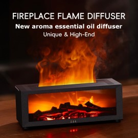 New Simulated Fireplace Flame Humidifier with Colorful Lights, Timer, Quiet Diffuser for Aromatherapy, 7-Color Flame Humidifier, Aroma Diffuser, Essential Oil Diffuser, 2 Color Options,  Stylish Diffuser, Decorative Humidifier, Quiet Operation
