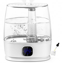 1.59gal Cool & Warm Mist Humidifier for Large Rooms, Nursery, Bedroom - Soundwave technology Quiet Operation, 50H Runtime, Auto Mode with Top-Fill Tank, Essential Oil Diffuser,, Easy-Clean Design (Cool/Warm Mist, Plug-in Air Humidifier