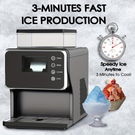 Slushie Machine 3min Flash Freeze 44.09LB/24H Capacity, Shaved Ice Machine with Stainless Steel Blade, Adjustable Texture for Shaved Ice, Snowflake Ice Machine for Restaurants, Kitchen, Party
