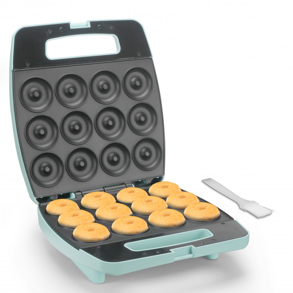 12X2.2 Inch Mini Electric Donut Maker - Aqua Blue, Multi-Donut Maker for Kids & Family, Bite-Sized Donuts, Perfect for Snacks & More, Donut Making Machine Donut Maker Donut Making Equipment, Kitchen Appliance