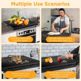Stove Cover, Gas Stove Cover -Stainless Steel, Noodle Board Stove Cover, Stove Top Covers For Gas Burners With Handle Large Size 29.5 X 21.7 X2.6 Inch Easy To Clean, Stove Top Covers For Electric Stove