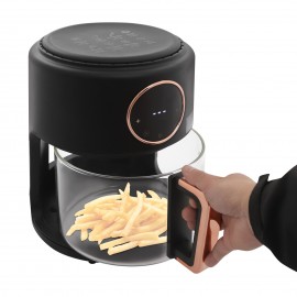 1.11gal/ 3.81Qt 1200W Glass Air Fryer with 360° Viewable Design - 110V Airy Fryer for Home Kitchens, Restaurants, Family Gatherings, Outdoor Picnics, Food Stalls - Perfect for Cooking Chicken Wings, French Fries, Shrimp, Onion Rings