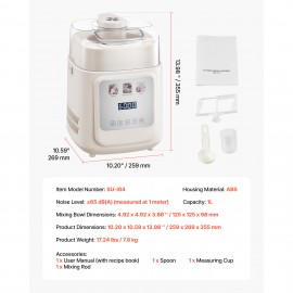 1 Quart Automatic Ice Cream Maker with Built-in Compressor No Pre-freezing