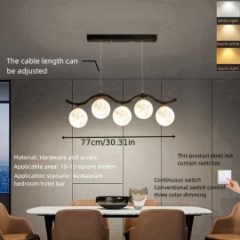 [LED Pendant Light] Modern Minimalist LED 3-Color Dimmable Pendant Light with 3D Printed Design - Semi-Flush Mount, Hardwired, No Battery Needed, 110-240V, Perfect For Kitchen, Dining Room, Or Bar, Kitchen Lighting | Modern Pendant Light | Durable Metal Construction