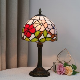 [1 Vintage Mosaic Glass Lamp] Vintage Handmade Mosaic Glass 1 Stained Glass Table Lamp | Office Home Living Room, Dining Room and Bedroom Decoration Lamps