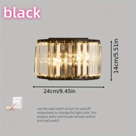 Modern Luxury Elegant Crystal Semi-Circular LED Wall Light - 3-Color Adjustable, Metal Frame, Semi-Flush Mount for Living Room, Bedroom, Study, Hallway, Bedside - Hardwired 110-240V, No Battery Needed, Bedroom Lighting, Contemporary Lighting, Sleek Design