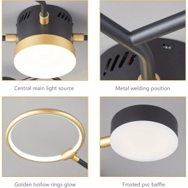 Modern Industrial Farmhouse LED Modern Chandeliers Light Fixture, 4000K Lighting Rustic Sputnik Chandelier Ceiling Lamp for Kitchen Bedroom Living Room Hallway