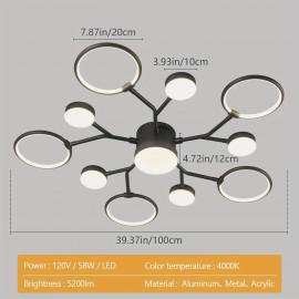 Modern Industrial Farmhouse LED Modern Chandeliers Light Fixture, 4000K Lighting Rustic Sputnik Chandelier Ceiling Lamp for Kitchen Bedroom Living Room Hallway