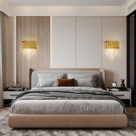 Modern Minimalist LED Tri-Color Changing Crystal Wall Light/Metal Fixture/Sleek Design/Contemporary Lighting/Durable Construction/Adjustable Brightness/Colorchanging Lamp/Interior Designers/Home Decorators/for Bedroom/Living Room/Study/Hallway/with Three-Color Dimmable Bulb/Wall Lamps for Living Room/Living Room Lamp/Lamps for Living Room/Lamp for Living Room/Wall Lamp/Bedroom Lighting/Study Lighting