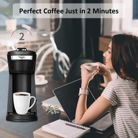 Single Coffee Maker 2in 1 for K Cup Pods & Ground Coffee 3 Color 6-14oz Drip Coffee Machine,  Modern Coffee Brewer, Compact Design, Highquality Materials, Multicup Brewer, Office Workers, Coffee Lovers