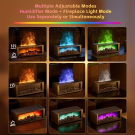 New Simulated Fireplace Flame Humidifier with Colorful Lights, Timer, Quiet Diffuser for Aromatherapy, 7-Color Flame Humidifier, Aroma Diffuser, Essential Oil Diffuser, 2 Color Options,  Stylish Diffuser, Decorative Humidifier, Quiet Operation