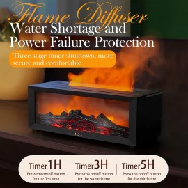 Wall-Mounted Flame Humidifier with Realistic Fireplace Effect - Long-Lasting Scented Diffuser, USB-Powered, No Battery Needed, Ideal for Bedroom, Living Room, Or Office - Perfect Holiday Gift, Fireplace Decor