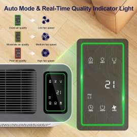 Air Purifiers for Home Large Room Up to 1295 Ft² with PM 2.5 Display Air Quality Sensor, Auto Mode, Timer, HEPA Air Purifier for Bedroom Filters Smoke, Pet Dander, Pollen,Black