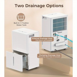 Dehumidifier With Auto Defrost, 50/80 Pints/ Day, 3 Color LED Lights & LED Display, 24H Timer, 3 Modes, Drain Hose Included, For Home, Basement, Large Room, 6.5L(1.7 Gal), 4.8L(1.2 Gal) Water Tank