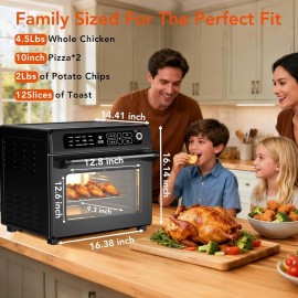 Fryer Toaster Oven, Air Fryer Toaster Oven Combo, 12-in-1 Digital Countertop Natural Convection Roast Bake Dehydrate And Reheat, Stainless Steel