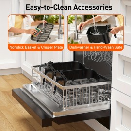 6+6QT Air Fryer Large Capacity 8 Preset Cooking Functions 2-Basket Air Fryer with 2 Viewing Window, Match Cook & Smart Finish to Bake, Roast, Reheat, Broil, Dehydrate & More for Quick, Easy Meals, Including 50 Air Fryer Liners