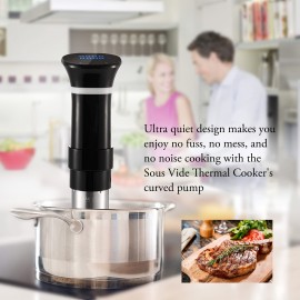 [Quiet Sous Vide] Ultra Quiet Sous Vide Cooker, 304 Stainless Steel, Low-Temperature Slow Cooker with Clip | Includes Recipe Booklet, Perfect for Steak, Home Dining, Parties & Gifts, Gift for Cooks, Sleek Black Cooker, Durable Kitchenware