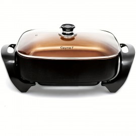 Caynel 16x12 Inch Professional Non-Stick Copper Electric Frying Pan with Tempered Glass Vented Lid & Upgraded Thermostat - 8 Quart Large Deep Dish Cookware, Even Heat Distribution, Cool-Touch Handle, 120V Plug-in Design for Searing, Sautéing, Frying - Ideal for Home & Commercial Kitchens, Searing Cookware, Electric Skillet With Lid, Electric Skillet Nonstick, Electric Frying Pan With Lid, Electric Pan For Cooking, Electric Cooking Appliance, Free, Electric Baking Pan, Electric Kitchen