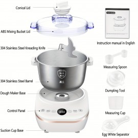 Electric Dough Maker With Ferment Function, White 1.32gal(5.2QT) Dough Mixer Machine With 304 Stainless Steel Bowl, Microcomputer Timing, Kitchen Stand Mixers, Household Flour Kneading Machine For Pizza Bread