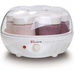 YM80 Electric Yogurt Maker Machine with Glass Jars - Probiotic-Rich Homemade Yogurt Incubator, Digital Display & One-Touch Operation, Compact White Design for Gut Health, Sensitive Stomach Safe, No Batteries/Electricity/Battery-Free